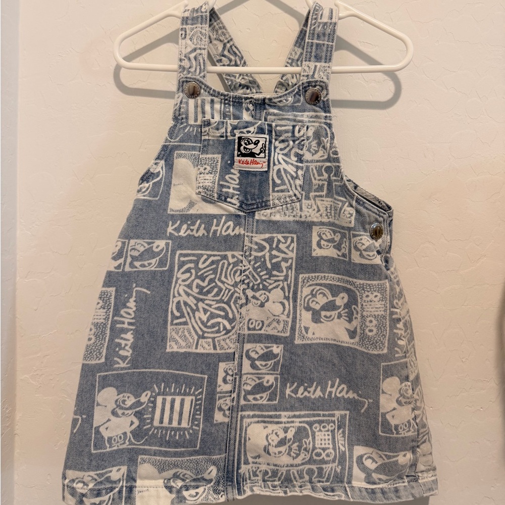 H&M Kids Patterned Denim Overalls - Blue